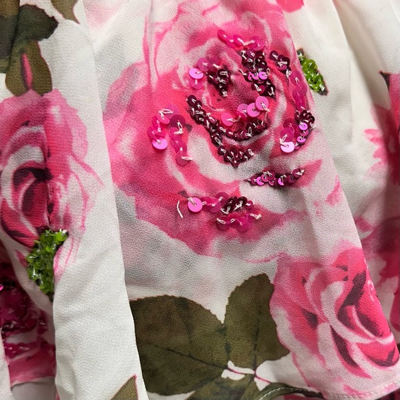 INC INTERNATIONAL CONCEPTS 
Floral Chiffon Ruffled Off-the-Shoulder Top L - Picture 4 of 8